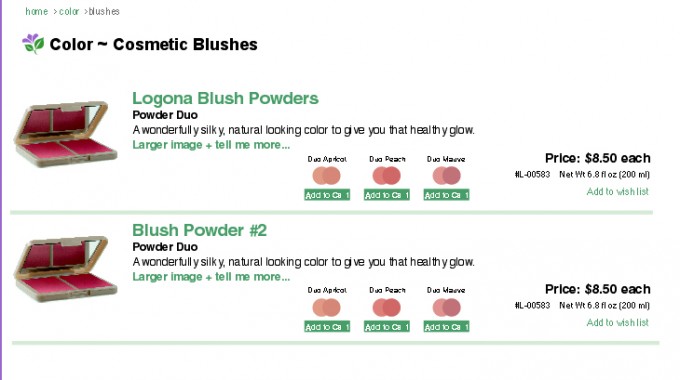 blush product list page